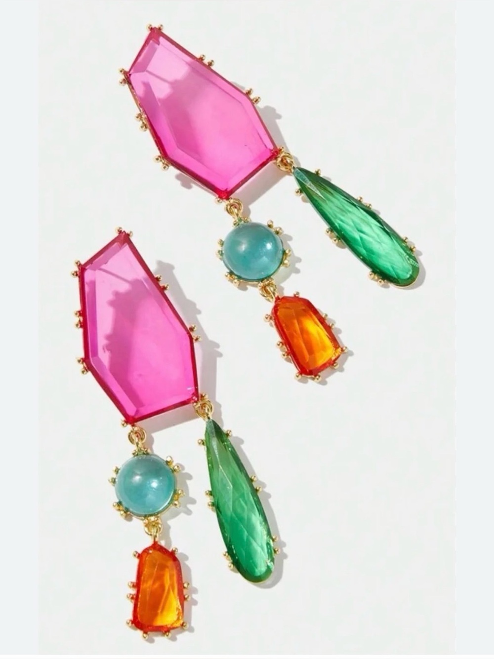 Zara Pink, Blue, Green, Orange Faceted Drop Earrings